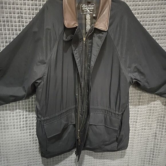 VTG EddieBauer Insulated Jacket Coat XL Oversized Leather Collar Bomber Grandpa - Picture 8 of 16